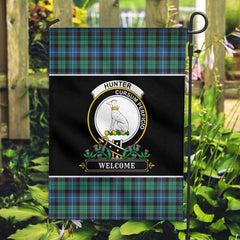 Clan Hunter Ancient Tartan Crest Garden Flag  - Welcome  TM82 Clan Hunter Tartan Today   