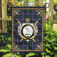 Clan Hunter Modern Tartan Crest Garden Flag  - Celtic Thistle  XB36 Clan Hunter Tartan Today   