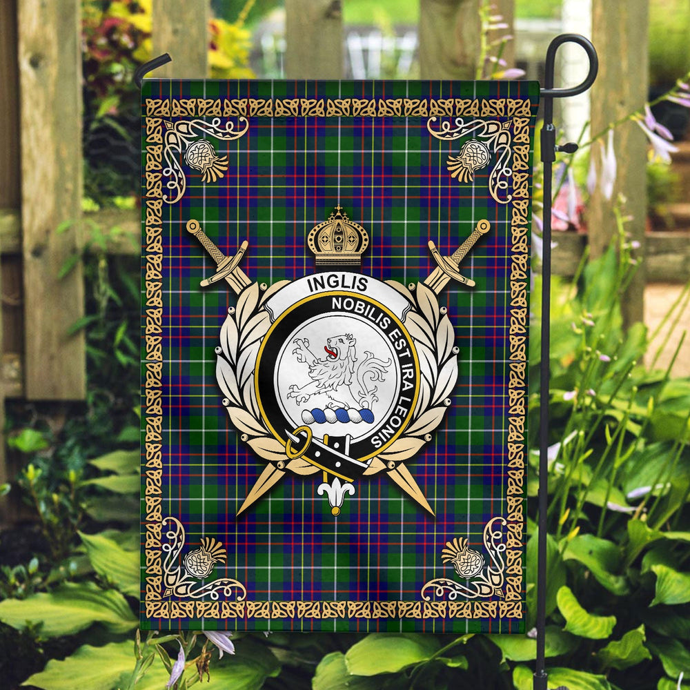 Clan Inglis Modern Tartan Crest Garden Flag  - Celtic Thistle  MU58 Clan Inglis Tartan Today   