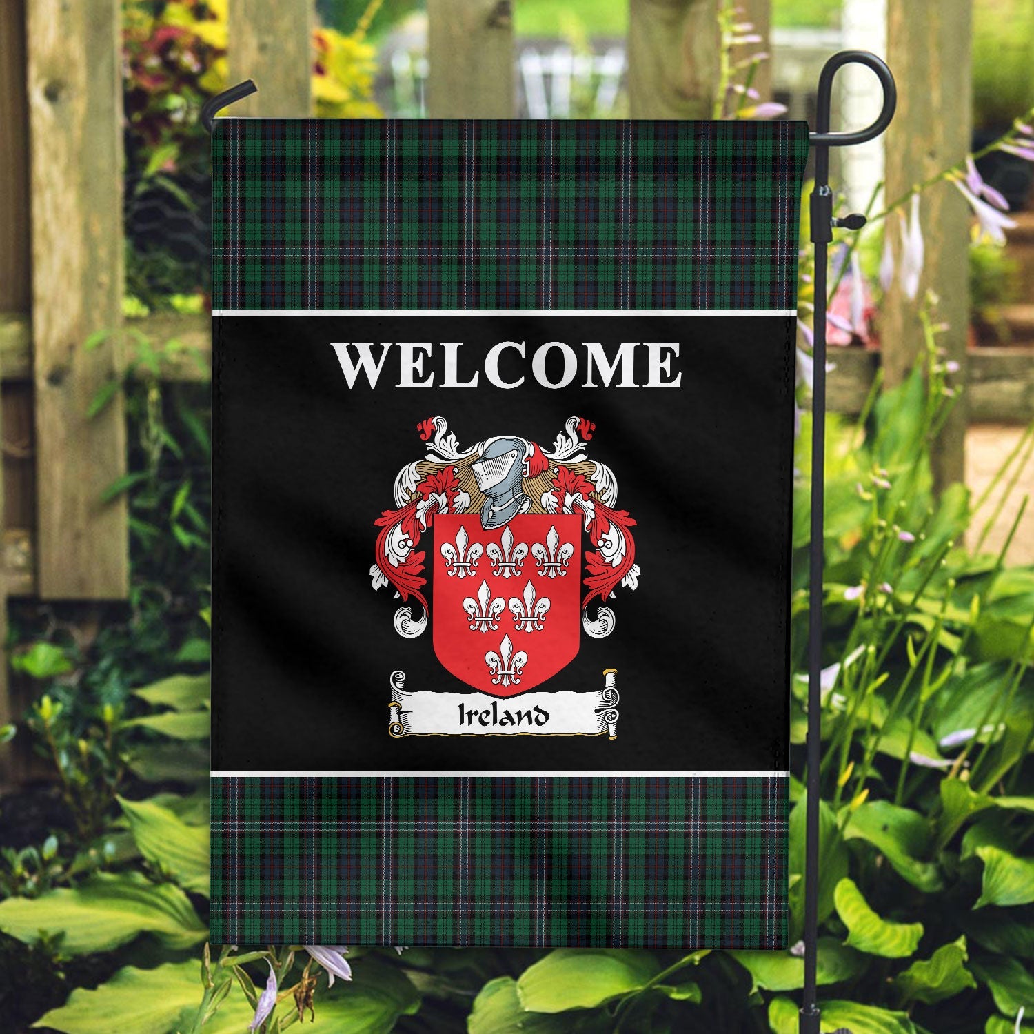 Clan Ireland Tartan Crest Black Garden Flag BI28 Clan Garden Tartan Today   