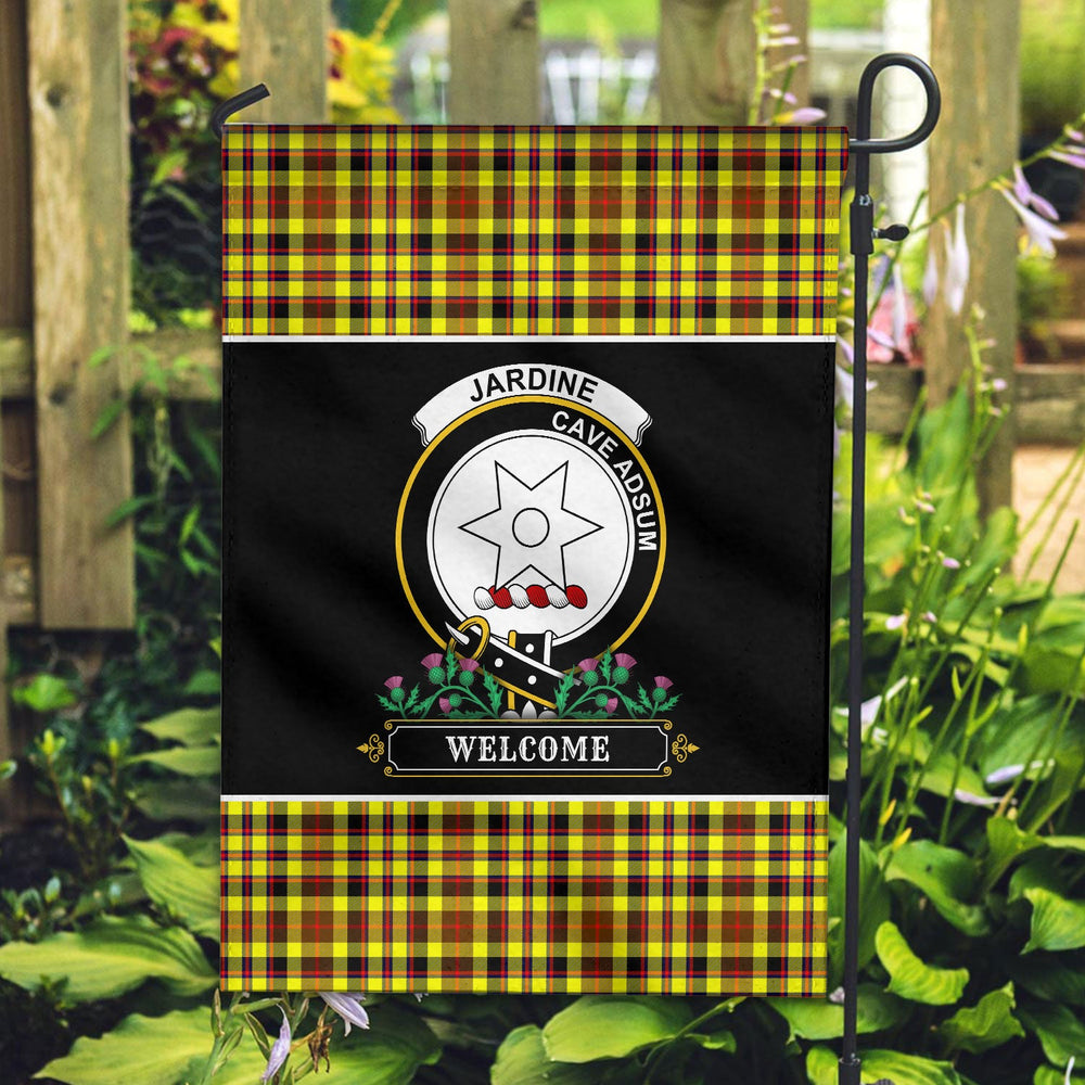 Clan Jardine Tartan Crest Garden Flag  - Welcome  ZS46 Clan Jardine Tartan Today   