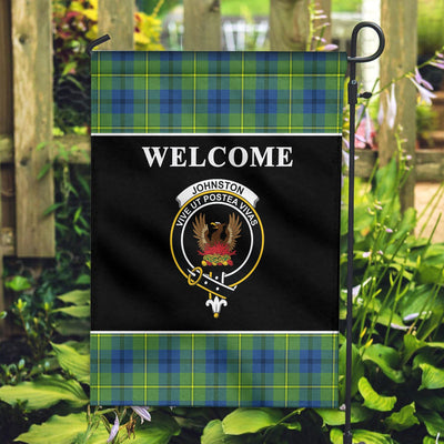 Clan Johnston of Caskieben Ancient Tartan Crest Black Garden Flag SV53