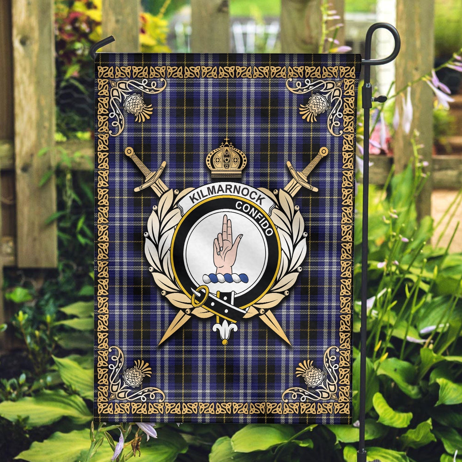 Clan Kilmarnock Tartan Crest Garden Flag  - Celtic Thistle  RX52 Clan Mar Tartan Today   