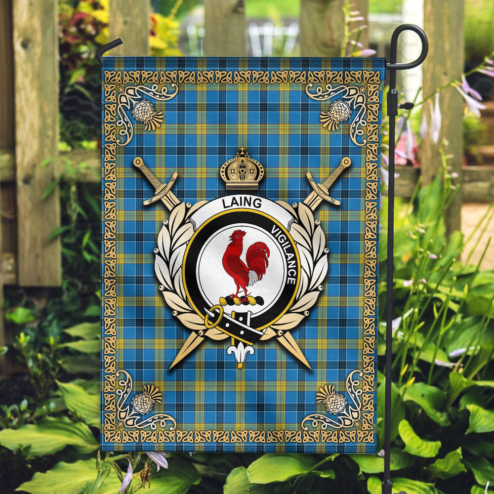 Clan Laing Tartan Crest Garden Flag  - Celtic Thistle  WO98 Clan Laing Tartan Today   