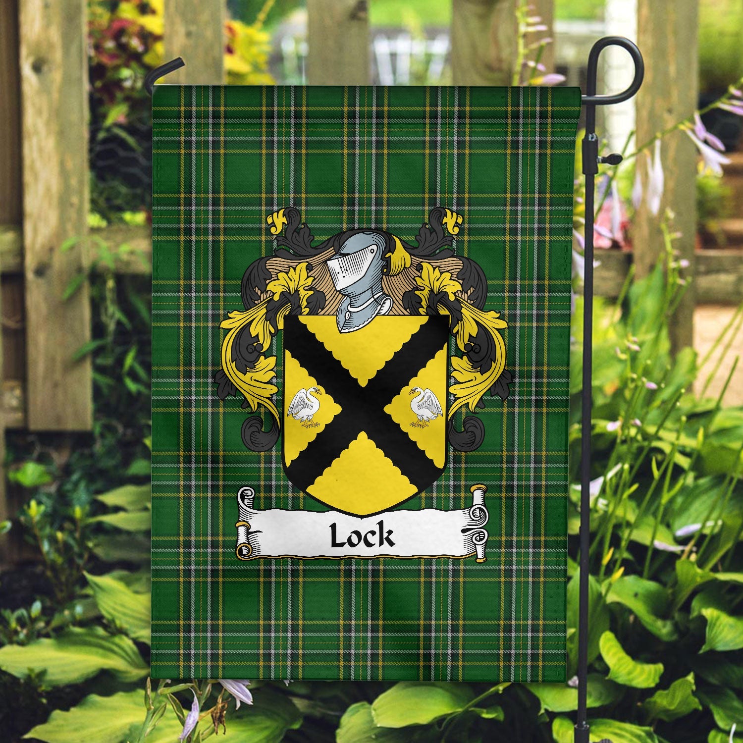 Clan Lock Tartan Crest Garden Flag SX24 Clan Garden Tartan Today   