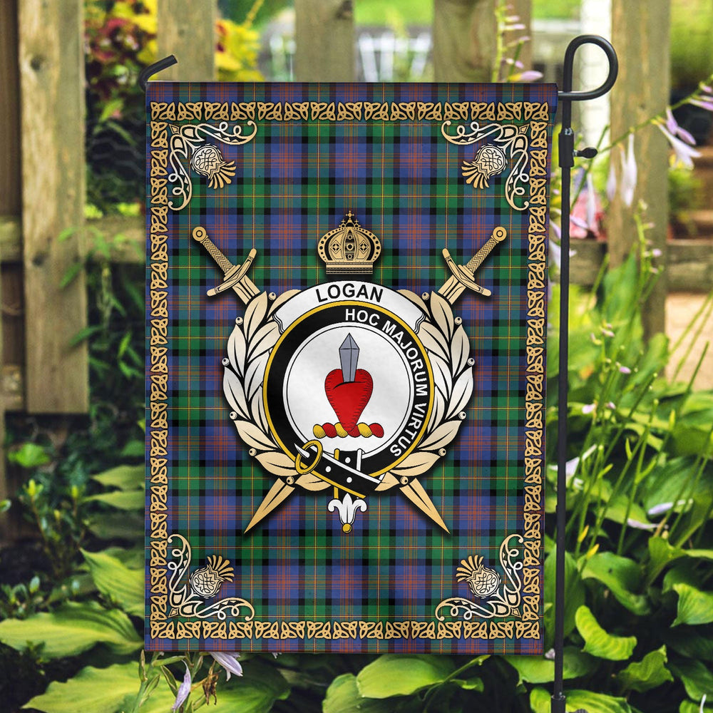 Clan Logan Ancient Tartan Crest Garden Flag  - Celtic Thistle  II56 Clan Logan Tartan Today   