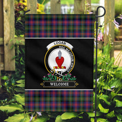 Clan Logan Modern Tartan Crest Garden Flag  - Welcome  JD62 Clan Logan Tartan Today   