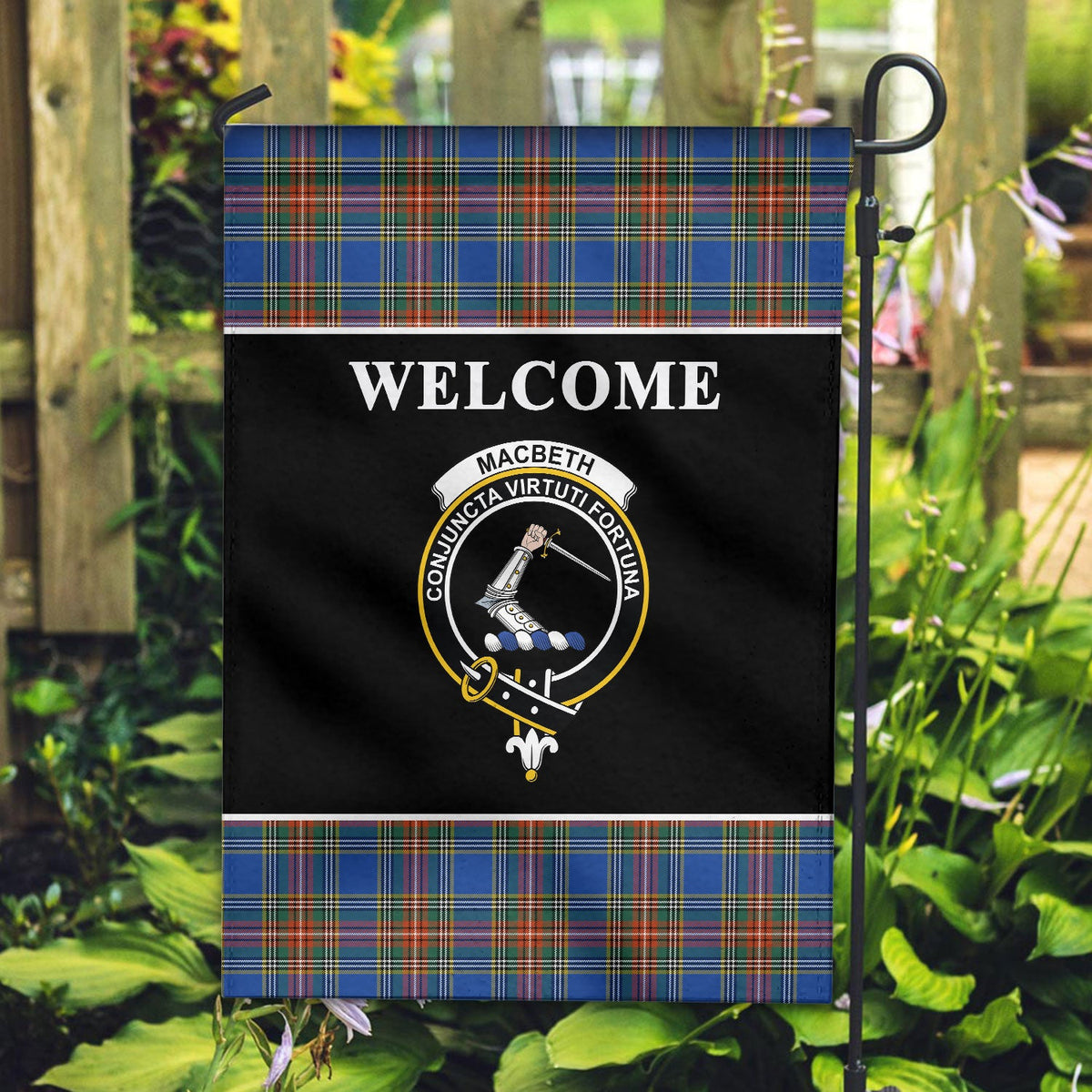 Clan MacBeth Ancient Tartan Crest Black Garden Flag ZD84 Clan MacBeth Tartan Today   