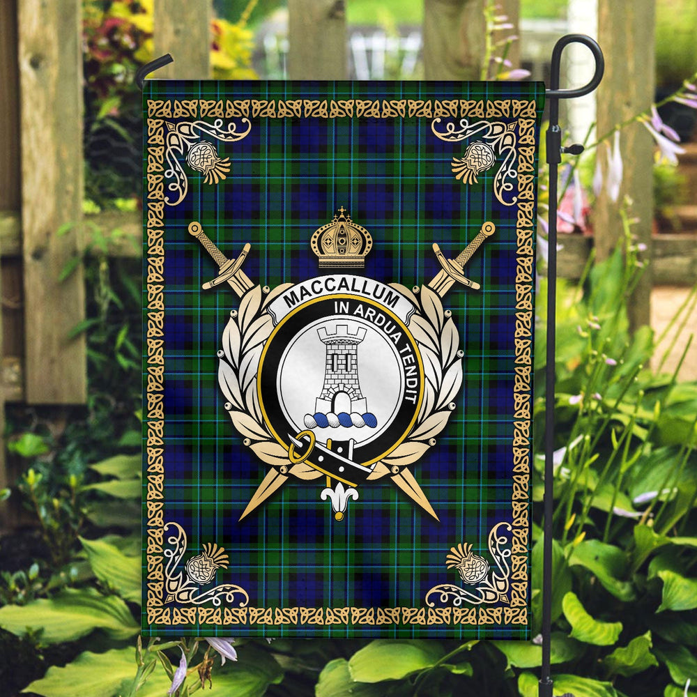 Clan MacCallum Modern Tartan Crest Garden Flag  - Celtic Thistle  NX82 Clan MacCallum Tartan Today   