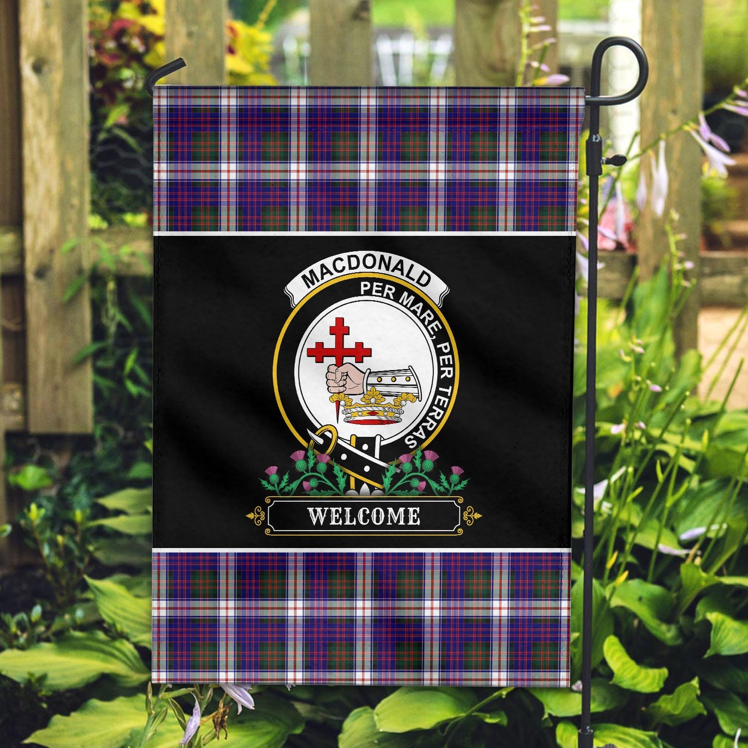 Clan MacDonald Dress Modern Tartan Crest Garden Flag  - Welcome  XK87 Clan MacDonald Tartan Today   