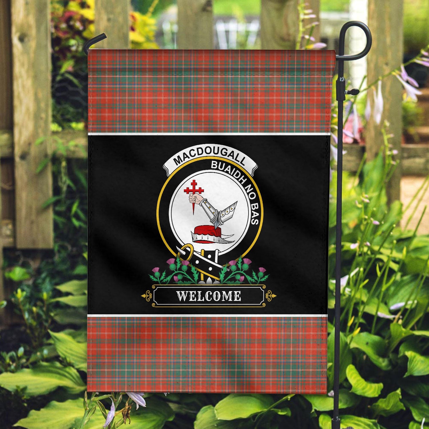 Clan MacDougall Ancient Tartan Crest Garden Flag  - Welcome  QH54 Clan MacDougall Tartan Today   