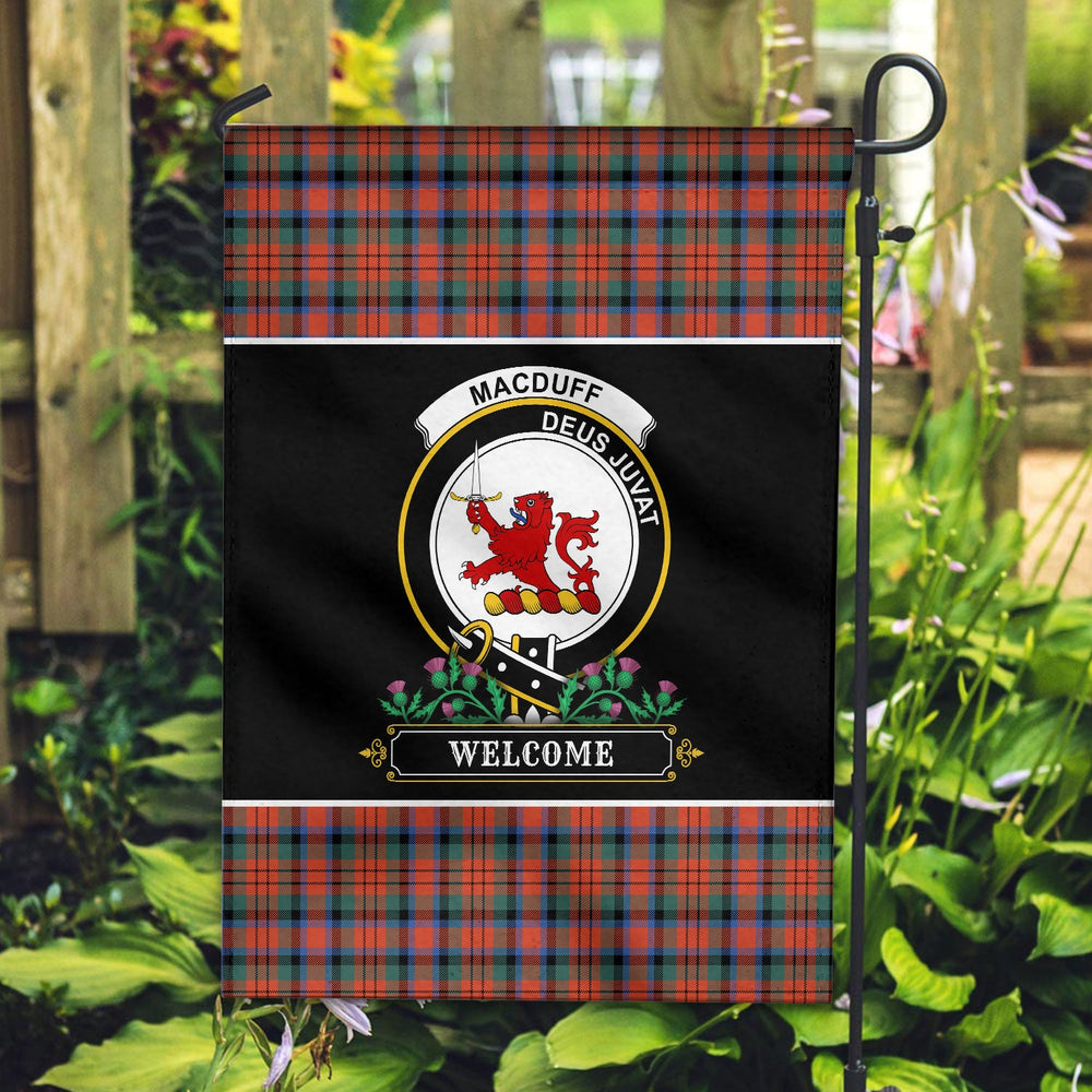 Clan MacDuff Ancient Tartan Crest Garden Flag  - Welcome  IQ69 Clan MacDuff Tartan Today   
