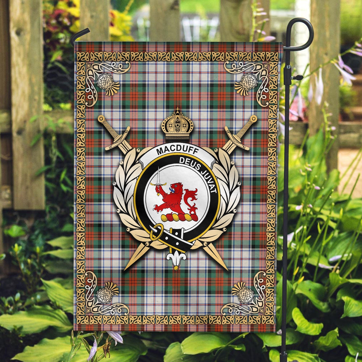 Clan MacDuff Dress Ancient Tartan Crest Garden Flag  - Celtic Thistle  LL15 Clan MacDuff Tartan Today   