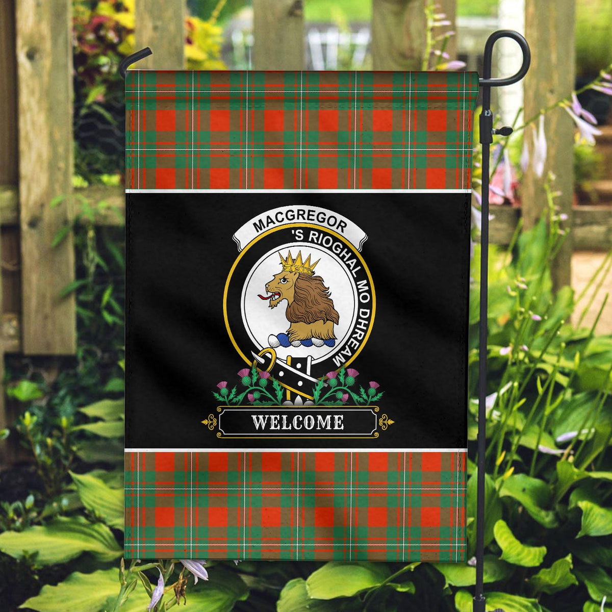 Clan MacGregor Ancient Tartan Crest Garden Flag  - Welcome  LS97 Clan MacGregor Tartan Today   