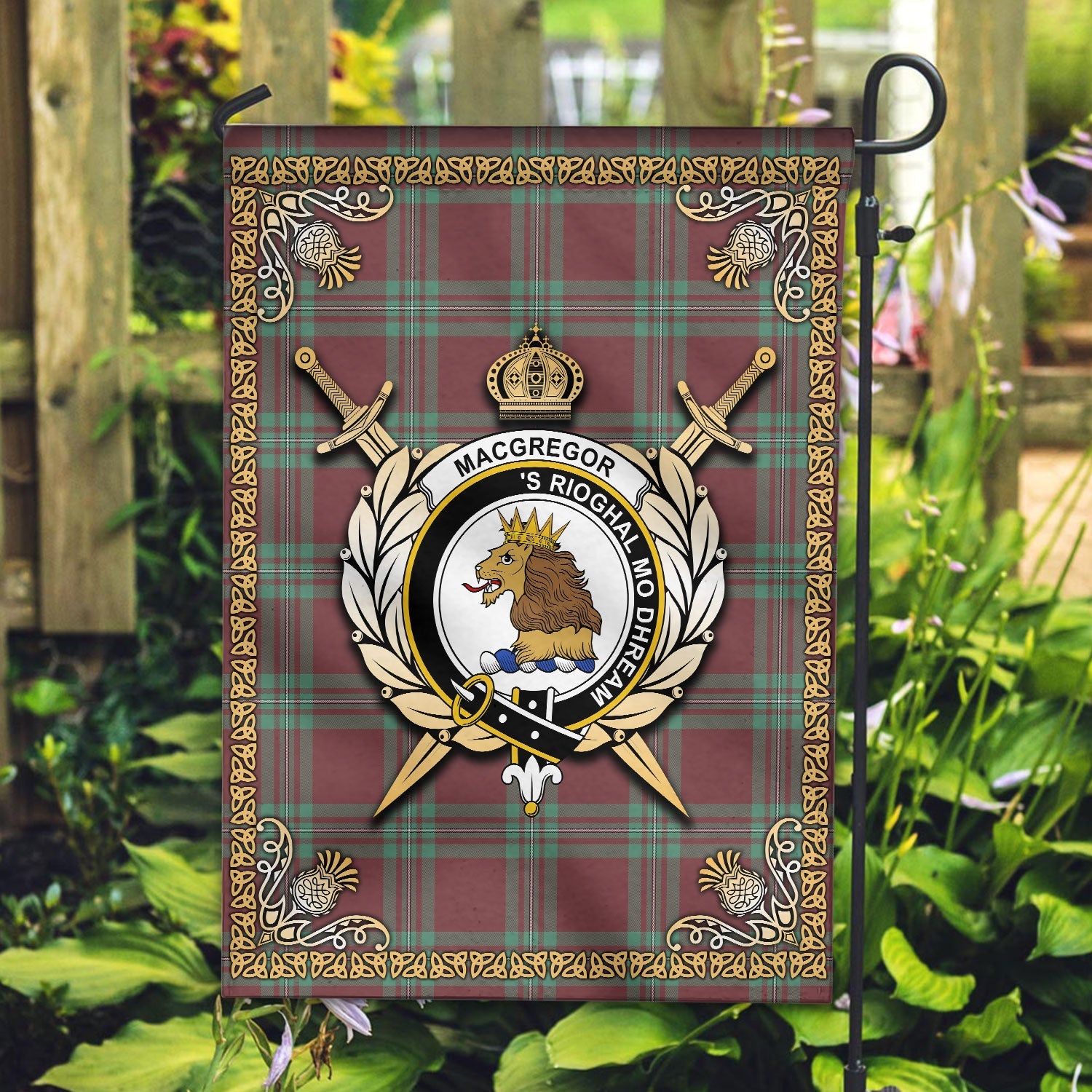 Clan MacGregor Hunting Ancient Tartan Crest Garden Flag  - Celtic Thistle  CS47 Clan MacGregor Tartan Today   