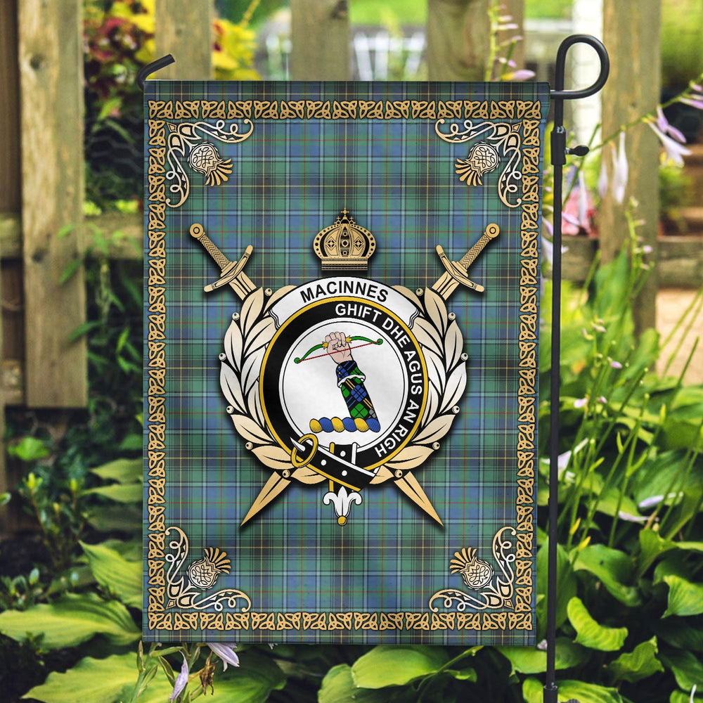 Clan MacInnes Ancient Tartan Crest Garden Flag  - Celtic Thistle  GJ65 Clan MacInnes Tartan Today   