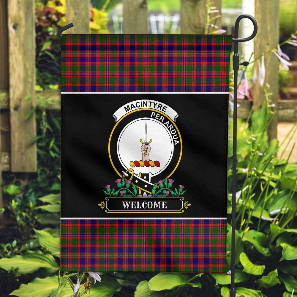 Clan MacIntyre Modern Tartan Crest Garden Flag  - Welcome  GG91 Clan MacIntyre Tartan Today   