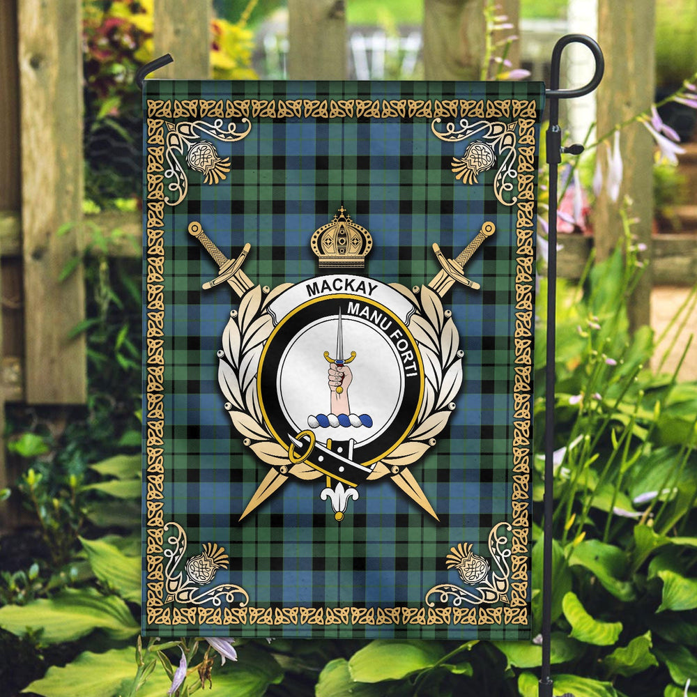 Clan MacKay Ancient Tartan Crest Garden Flag  - Celtic Thistle  IC79 Clan MacKay Tartan Today   