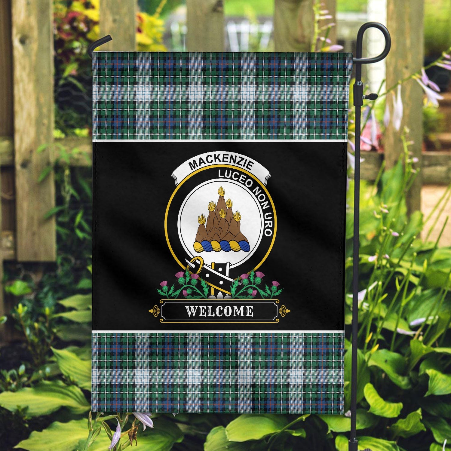 Clan MacKenzie Dress Ancient Tartan Crest Garden Flag  - Welcome  PQ96 Clan Garden Clan MacKenzie   