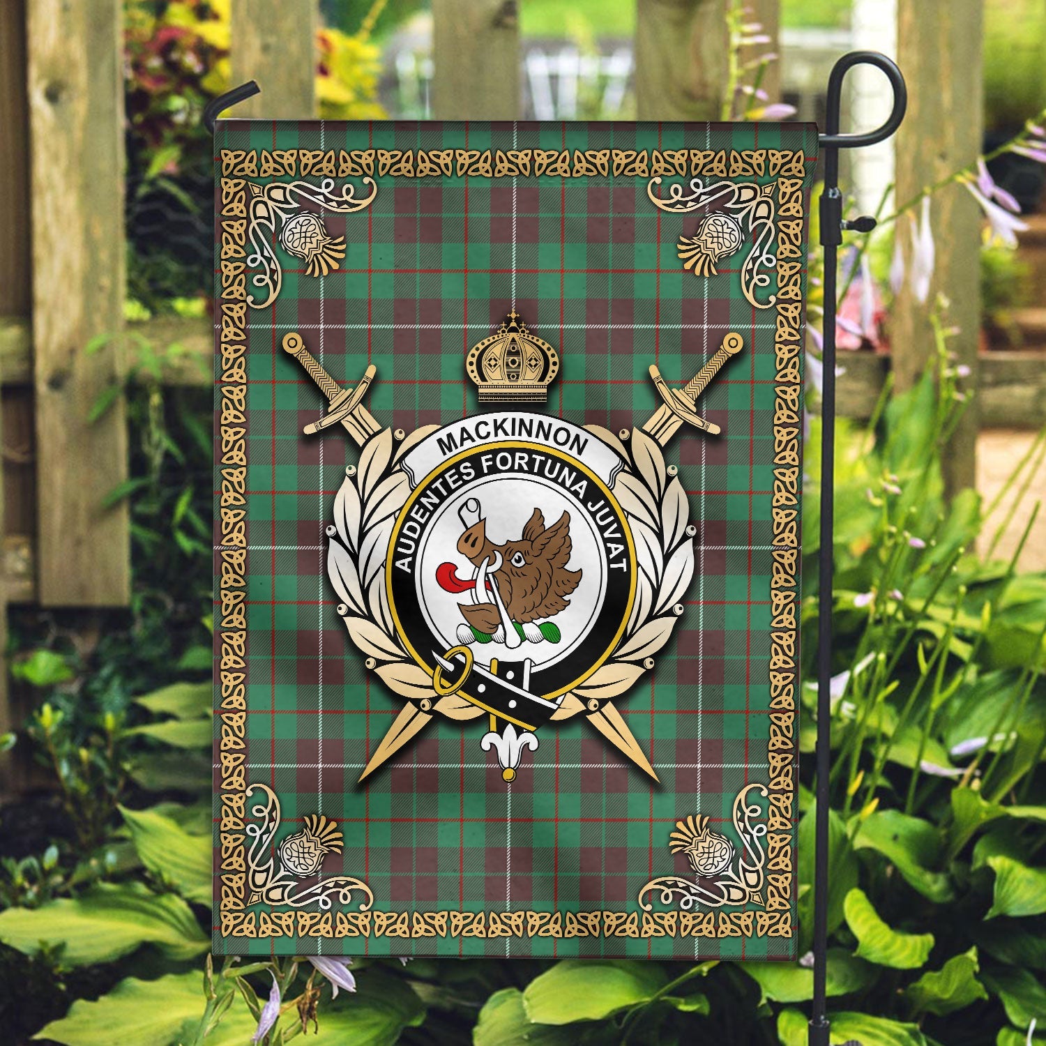 Clan MacKinnon Hunting Ancient Tartan Crest Garden Flag  - Celtic Thistle  MC58 Clan MacKinnon Tartan Today   
