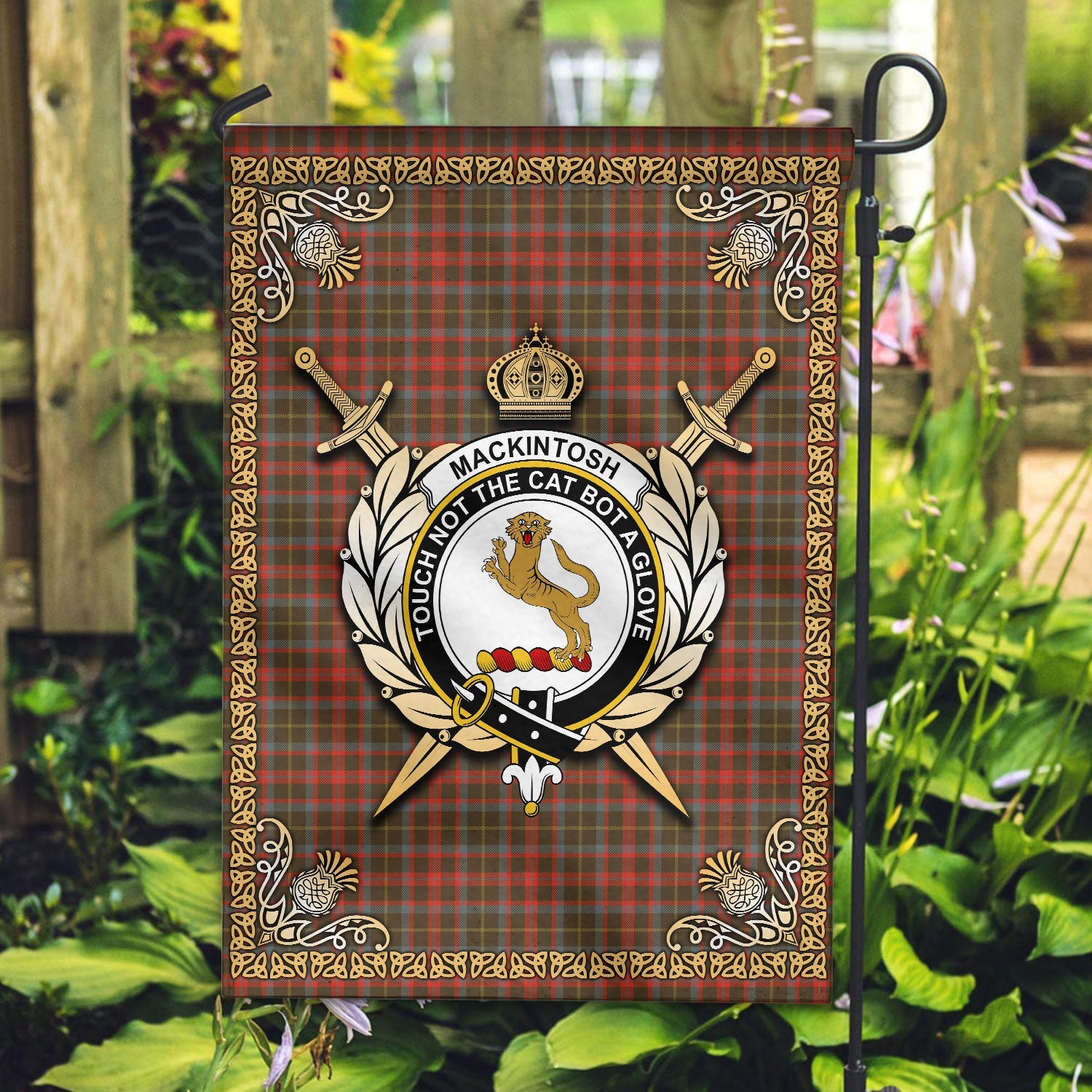 Clan MacKintosh Hunting Weathered Tartan Crest Garden Flag  - Celtic Thistle  WH98 Clan MacKintosh / MacIntosh Tartan Today   