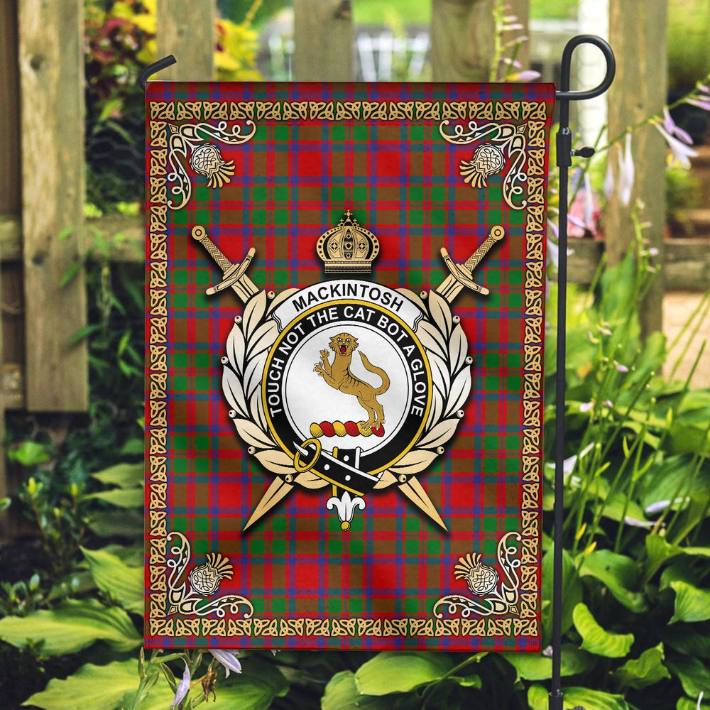 Clan MacKintosh Modern Tartan Crest Garden Flag  - Celtic Thistle  HG38 Clan MacKintosh / MacIntosh Tartan Today   