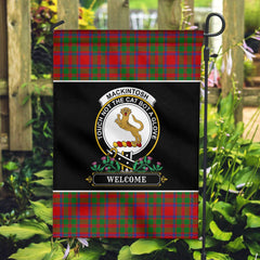 Clan MacKintosh Modern Tartan Crest Garden Flag  - Welcome  TZ56 Clan MacKintosh / MacIntosh Tartan Today   