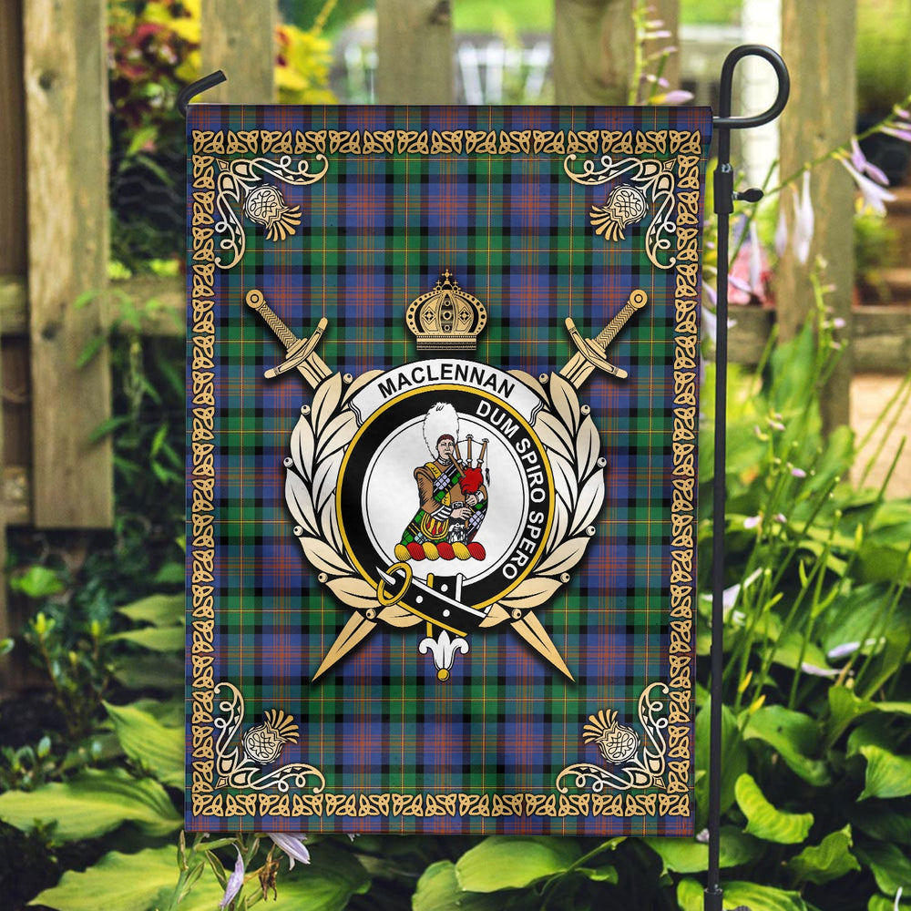 Clan MacLennan Ancient Tartan Crest Garden Flag  - Celtic Thistle  HH79 Clan Garden Tartan Today   