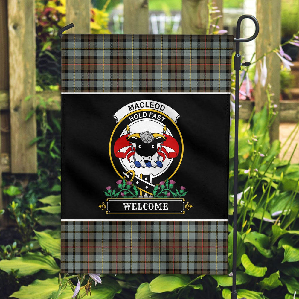 Clan MacLeod of Harris Weathered Tartan Crest Garden Flag  - Welcome  OZ17 Clan Garden Tartan Today   