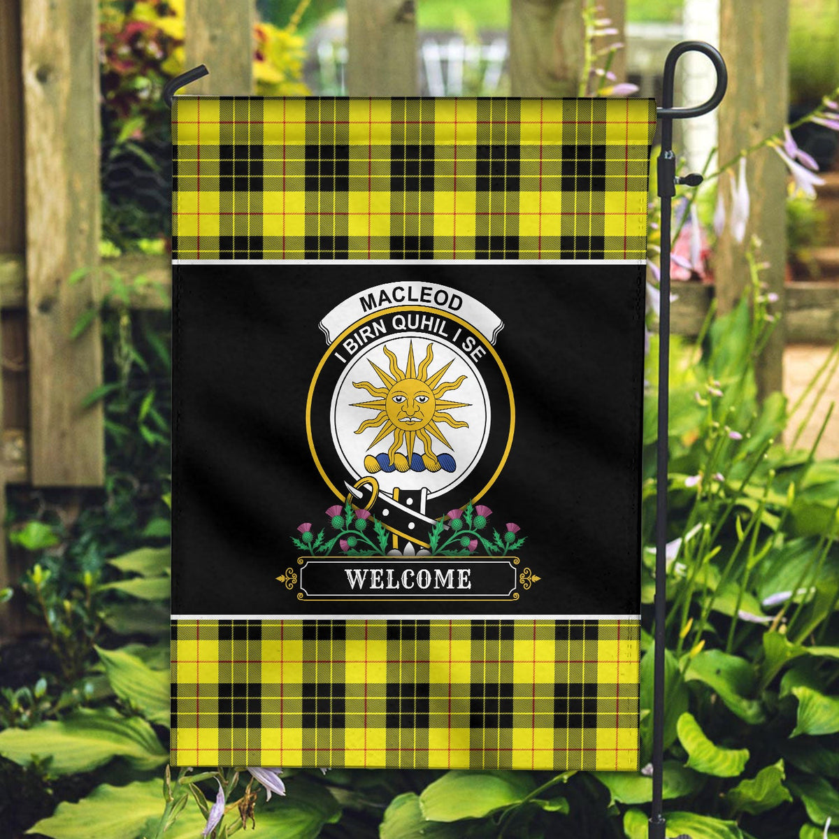 Clan MacLeod of Lewis Modern Tartan Crest Garden Flag  - Welcome  EL77 Clan Garden Tartan Today   