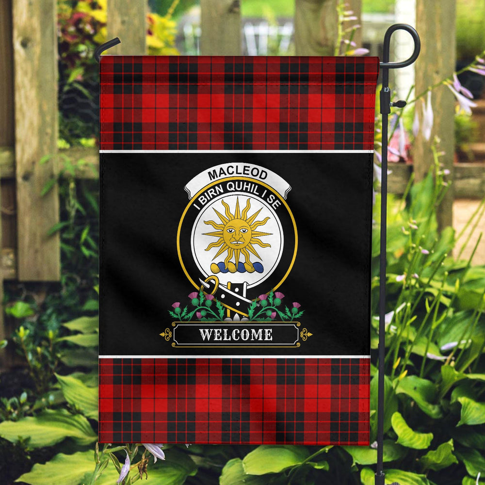 Clan MacLeod of Raasay Tartan Crest Garden Flag  - Welcome  KN17 Clan Garden Tartan Today   