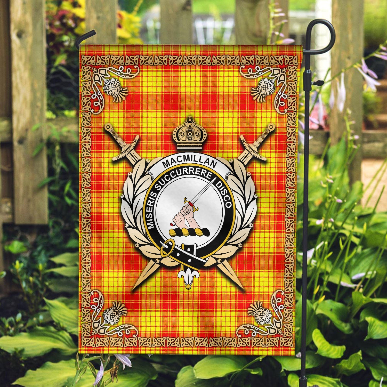 Clan MacMillan Tartan Crest Garden Flag  - Celtic Thistle  XS89 Clan MacMillan Tartan Today   