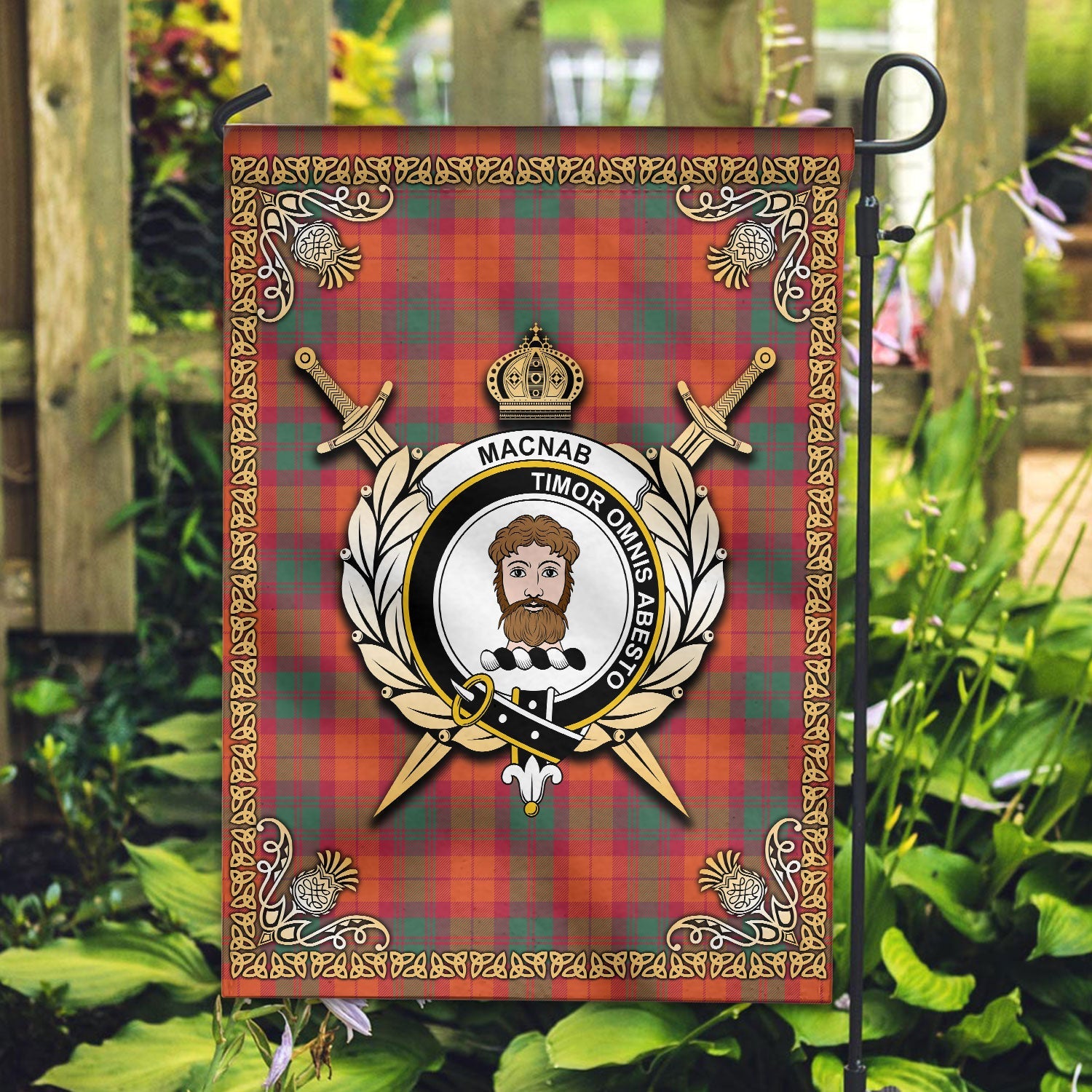 Clan MacNab Ancient Tartan Crest Garden Flag  - Celtic Thistle  FG91 Clan MacNab Tartan Today   