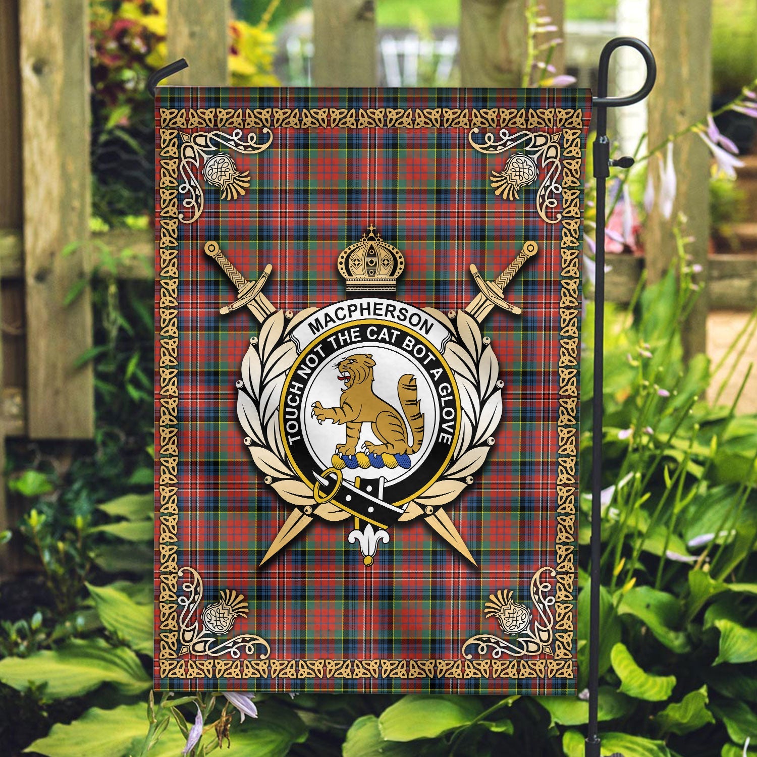 Clan MacPherson Ancient Tartan Crest Garden Flag  - Celtic Thistle  WH30 Clan MacPherson Tartan Today   