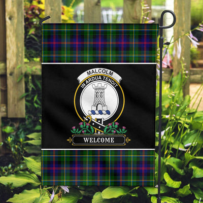 Clan Malcolm Tartan Crest Garden Flag - Welcome