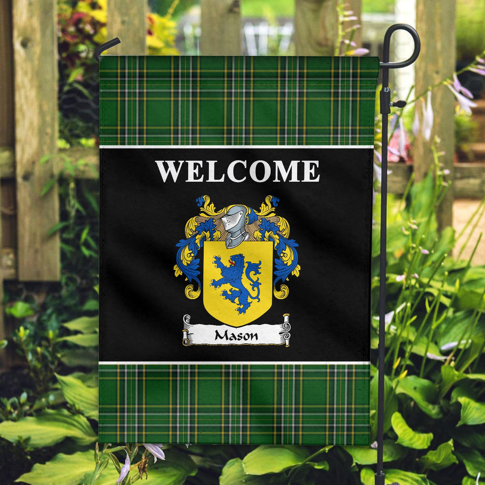 Clan Mason Tartan Crest Black Garden Flag SQ40 Clan Garden Tartan Today   