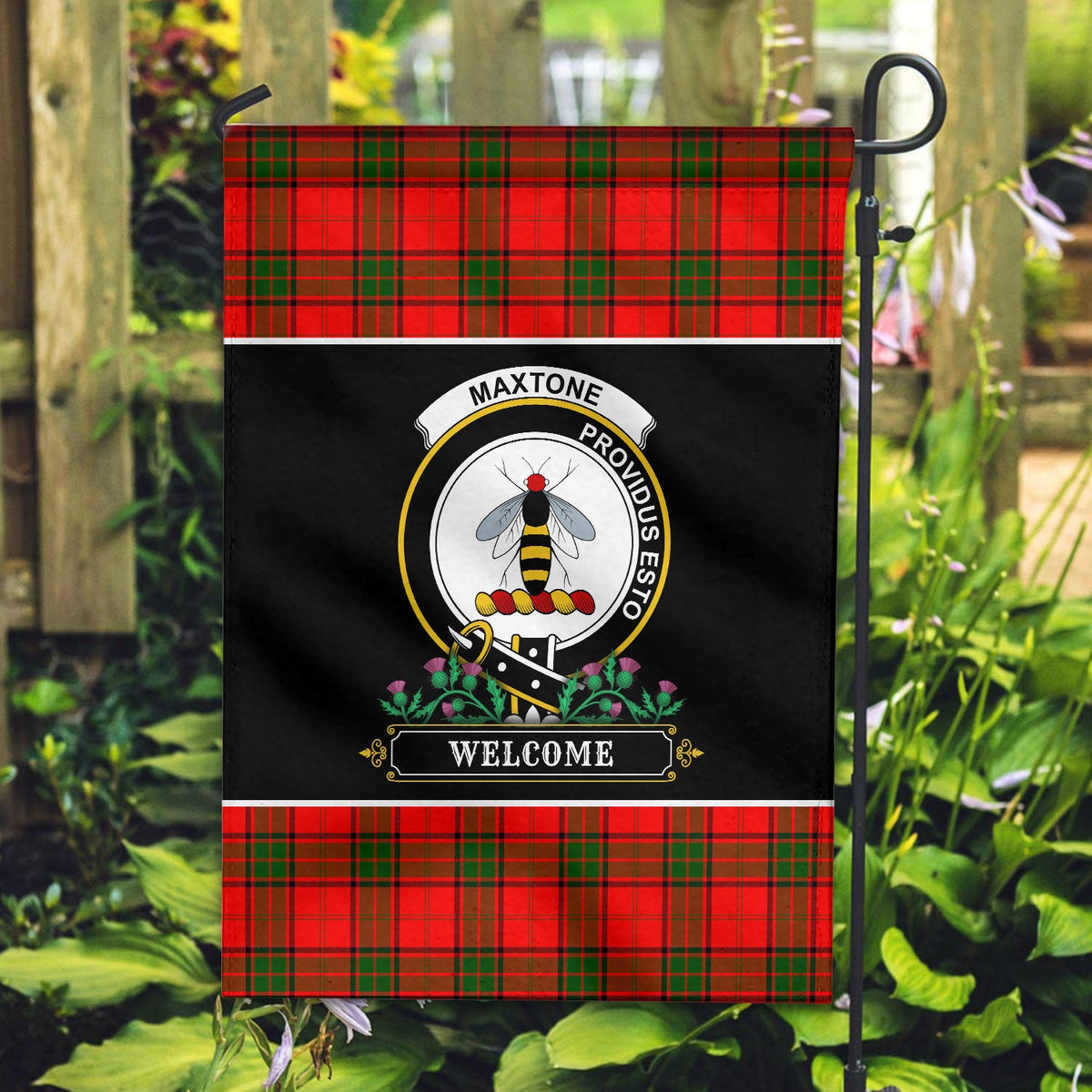 Clan Maxtone Tartan Crest Garden Flag  - Welcome  OH87 Clan Maxtone Tartan Today   