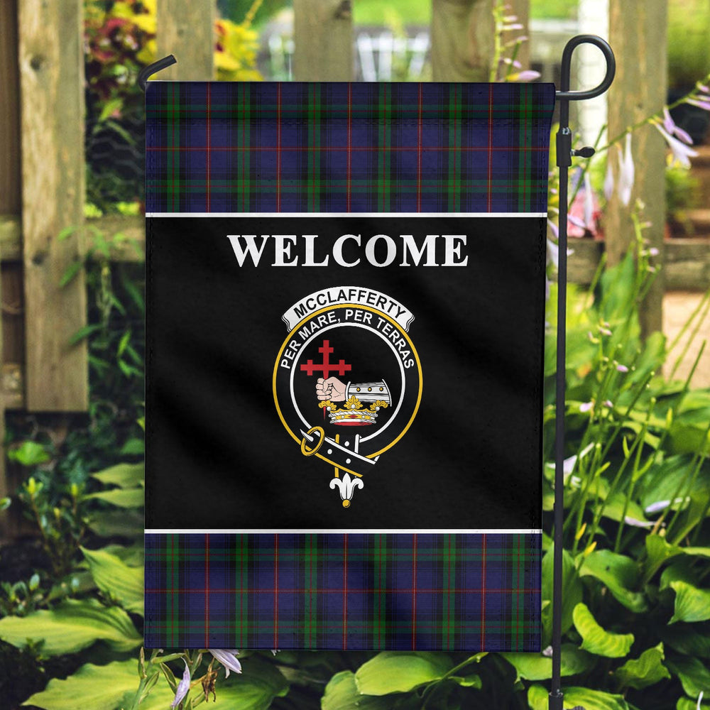 Clan McClafferty Tartan Crest Black Garden Flag II73 Clan Garden Tartan Today   