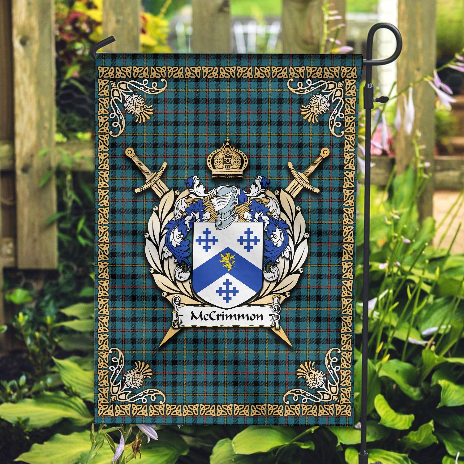 Clan McCrimmon Tartan Crest Garden Flag  - Celtic Thistle  SM98 Clan Garden Tartan Today   