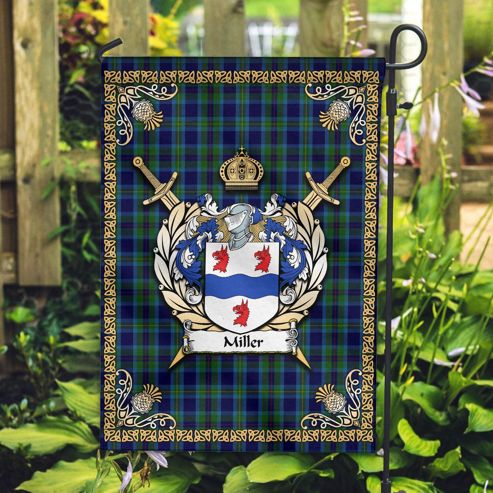 Clan Miller Tartan Crest Garden Flag  - Celtic Thistle  PF24 Clan Garden Tartan Today   