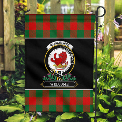 Clan Moncreiffe (or Moncreiff) Tartan Crest Garden Flag - Welcome
