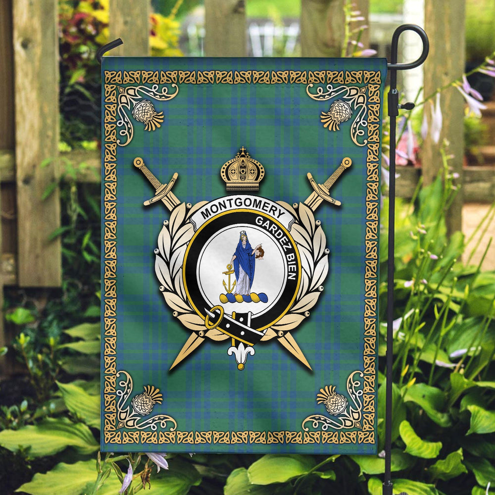 Clan Montgomery Ancient Tartan Crest Garden Flag  - Celtic Thistle  BY55 Clan Montgomery Tartan Today   