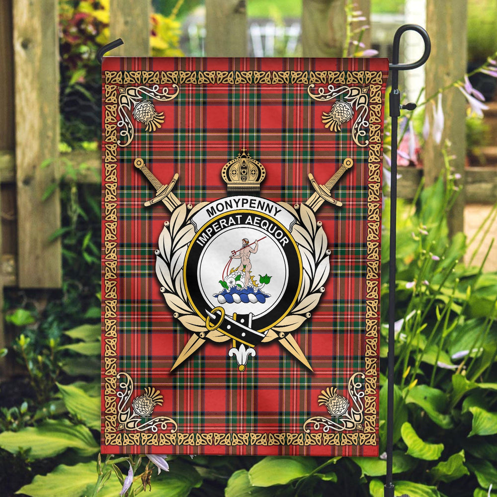 Clan Monypenny Tartan Crest Garden Flag  - Celtic Thistle  UX62 Clan Monypenny Tartan Today   