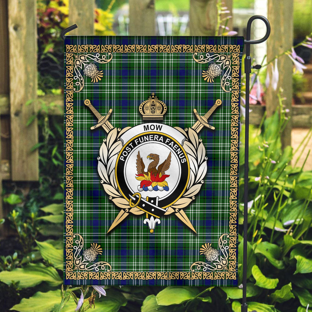 Clan Mow Tartan Crest Garden Flag  - Celtic Thistle  SE47 Clan Mow Tartan Today   