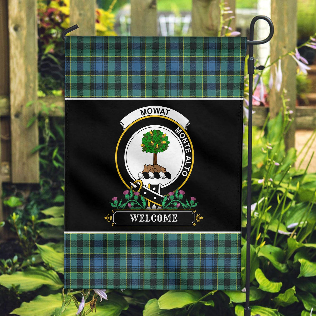 Clan Mowat Ancient Tartan Crest Garden Flag  - Welcome  HZ76 Clan Mow Tartan Today   