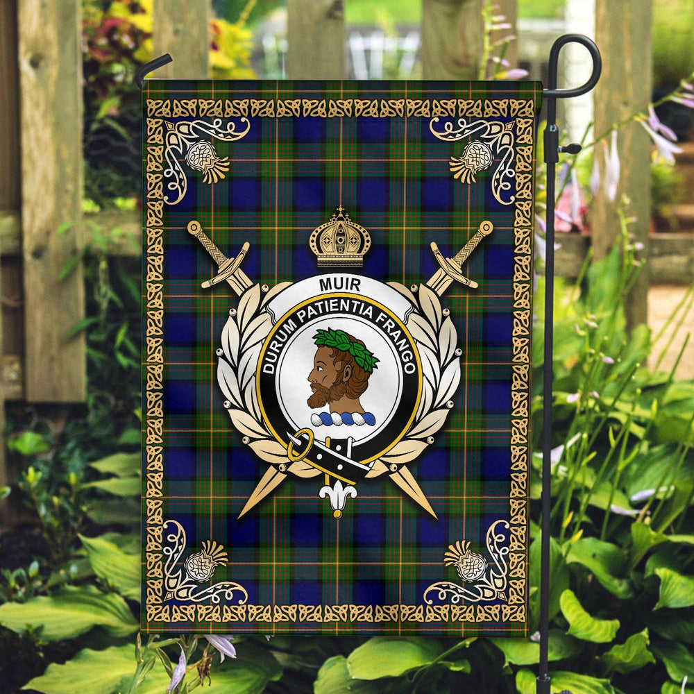 Clan Muir Tartan Crest Garden Flag  - Celtic Thistle  MX12 Clan Muir_More Tartan Today   
