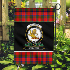 Clan Nicolson Modern Tartan Crest Garden Flag  - Welcome  XG67 Clan Nicolson Tartan Today   