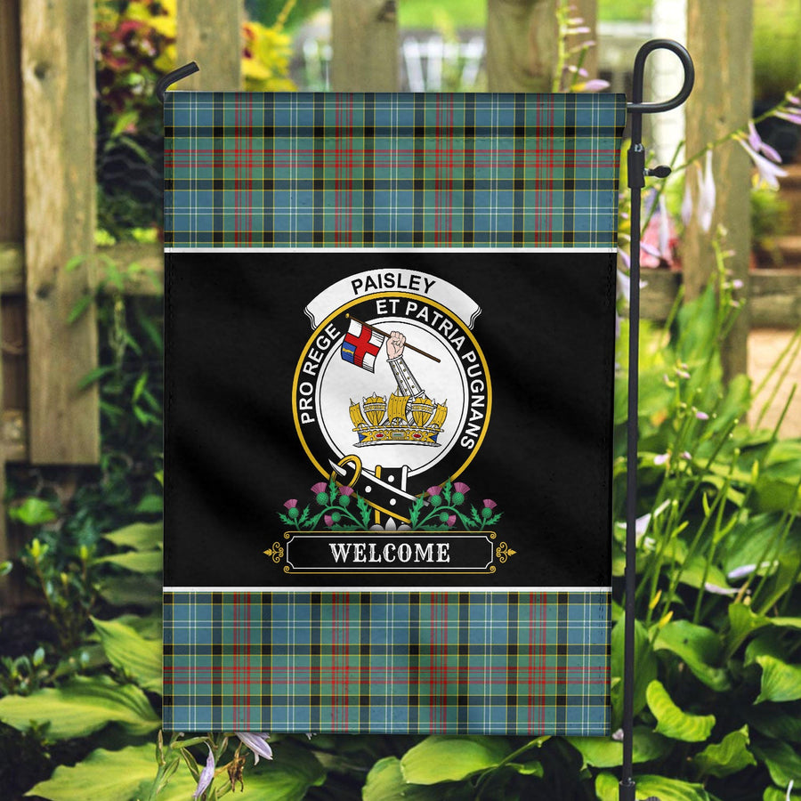 Clan Paisley District Tartan Crest Garden Flag