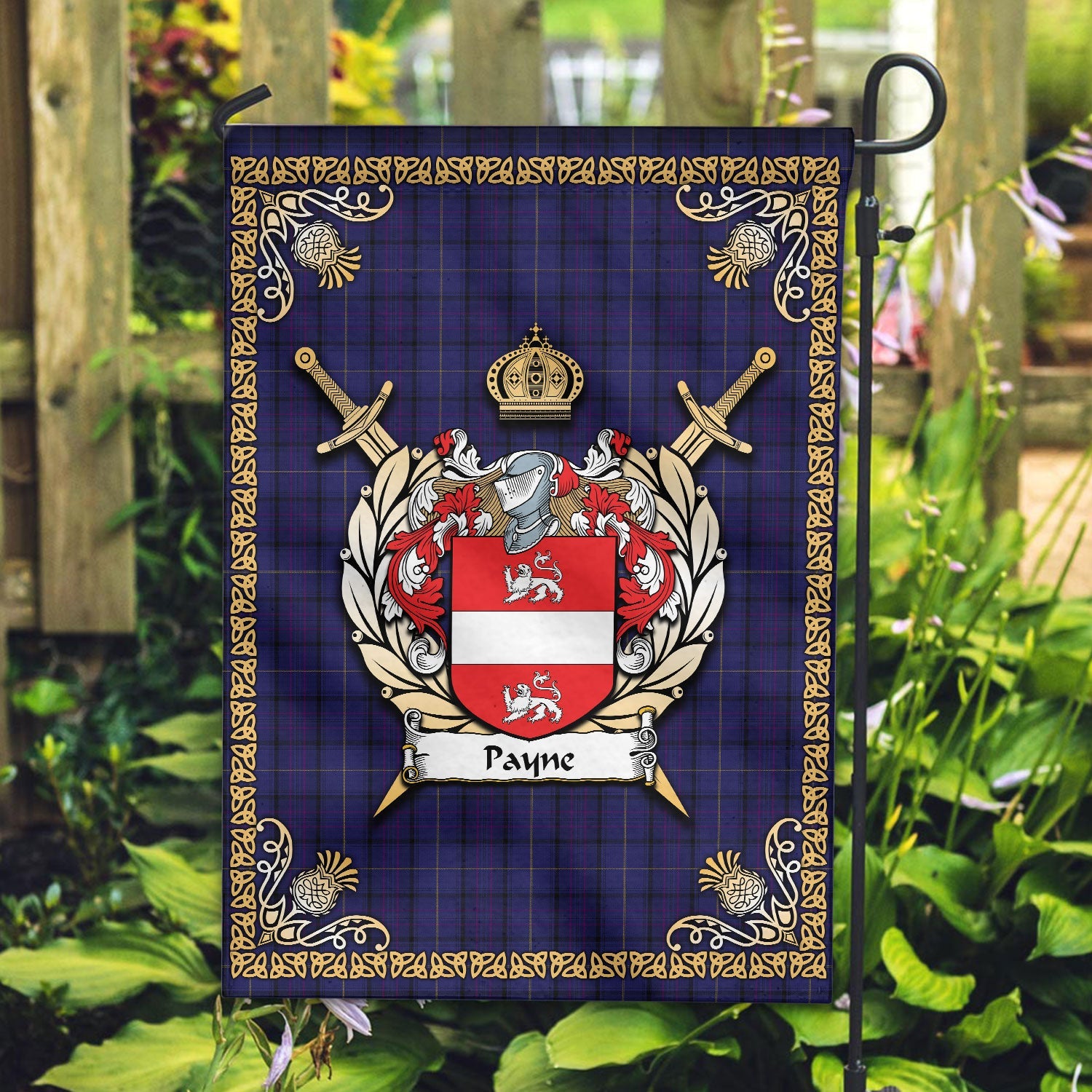 Clan Payne Tartan Crest Garden Flag  - Celtic Thistle  PB14 Clan Garden Tartan Today   