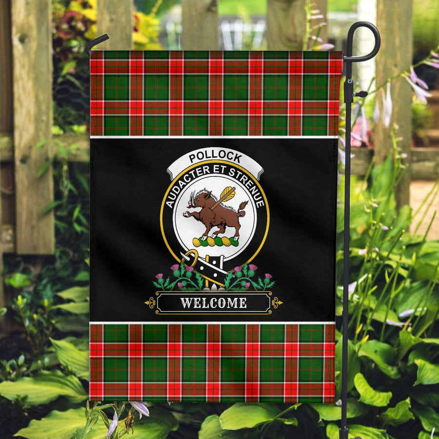 Clan Pollock Tartan Crest Garden Flag